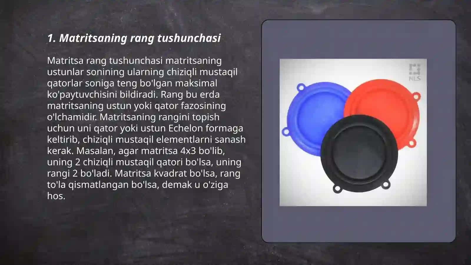 Matritsa va vektorlar sistemasining rangi 3