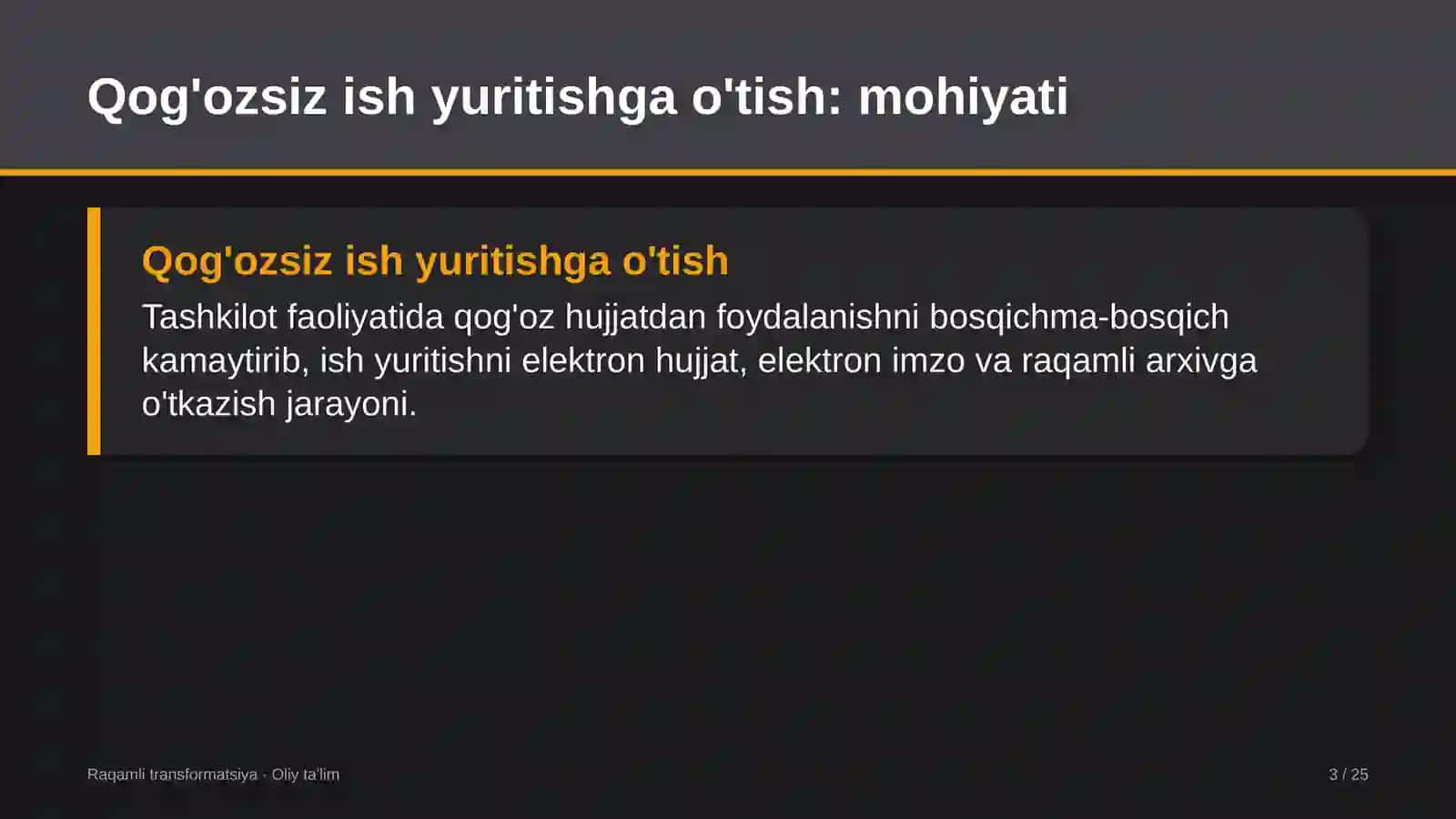 Davlat arxivlarida qog'ozsiz ish yuritishga o'tish 3