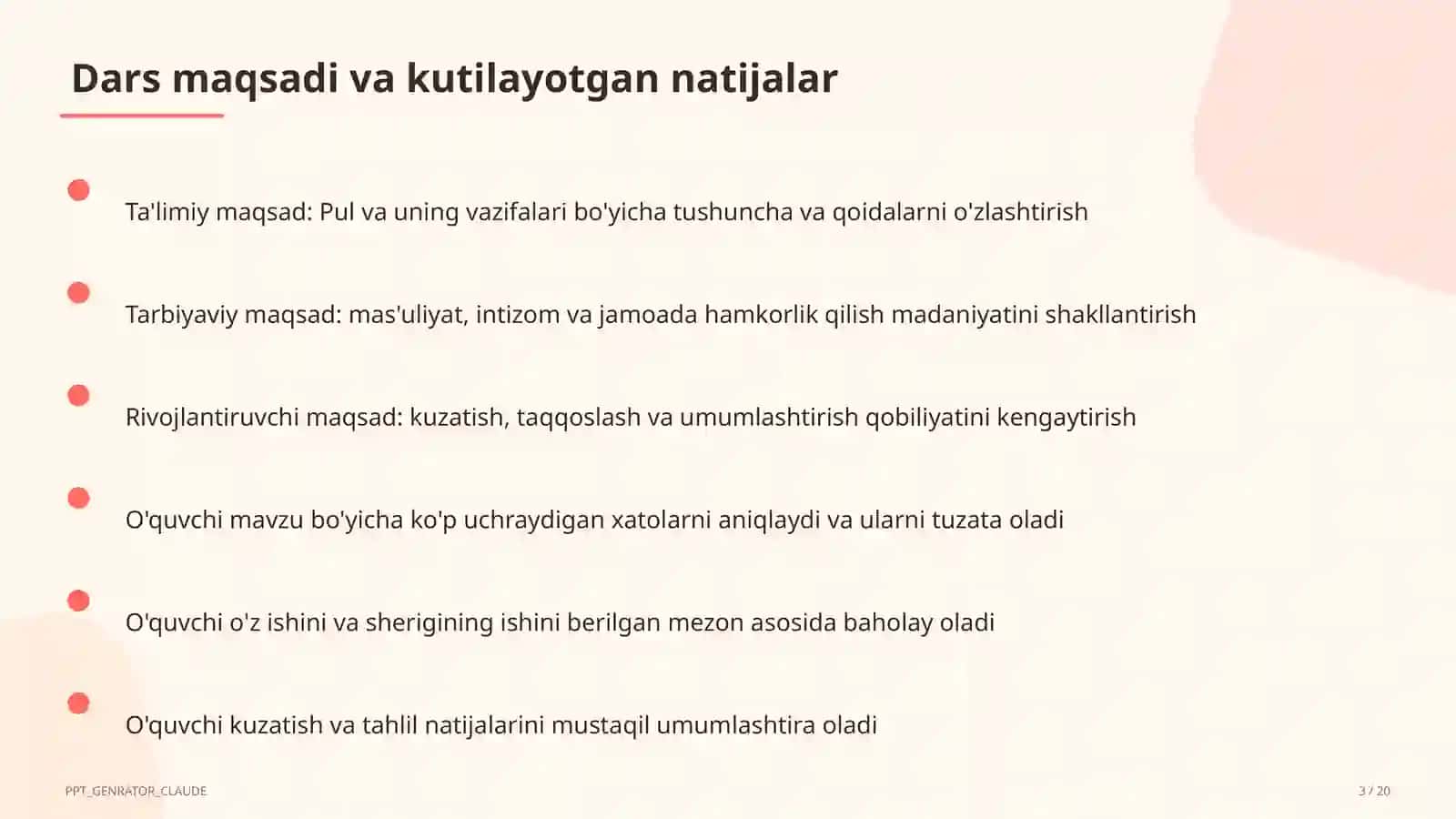 Pul va uning vazifalari (9-sinf) 3