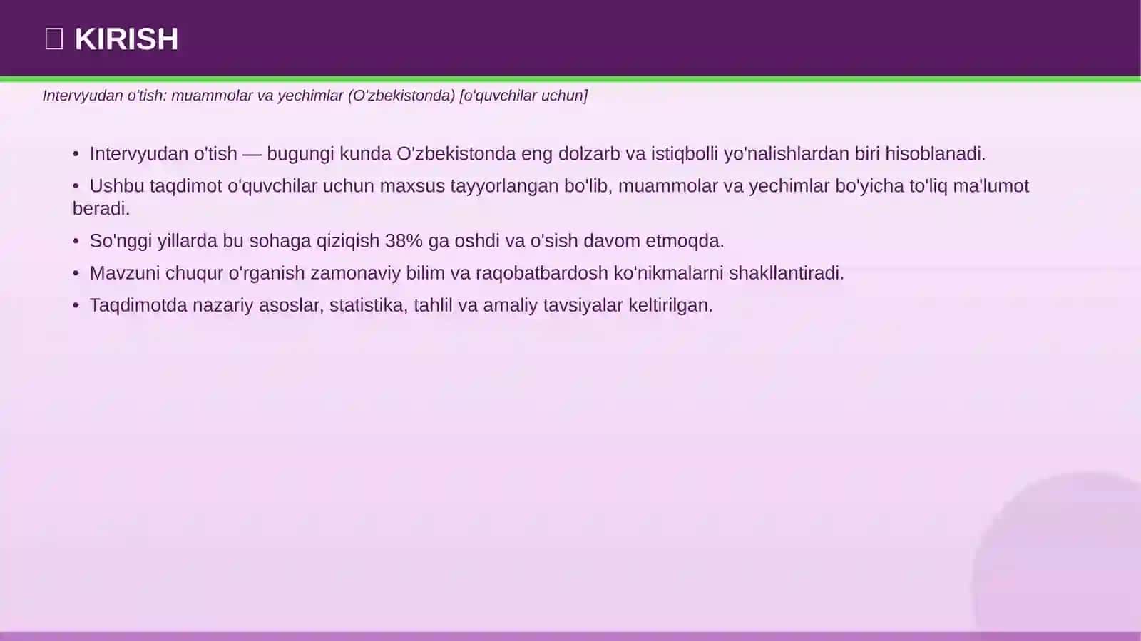 Intervyudan o'tish: muammolar va yechimlar (O'zbekistonda) 3