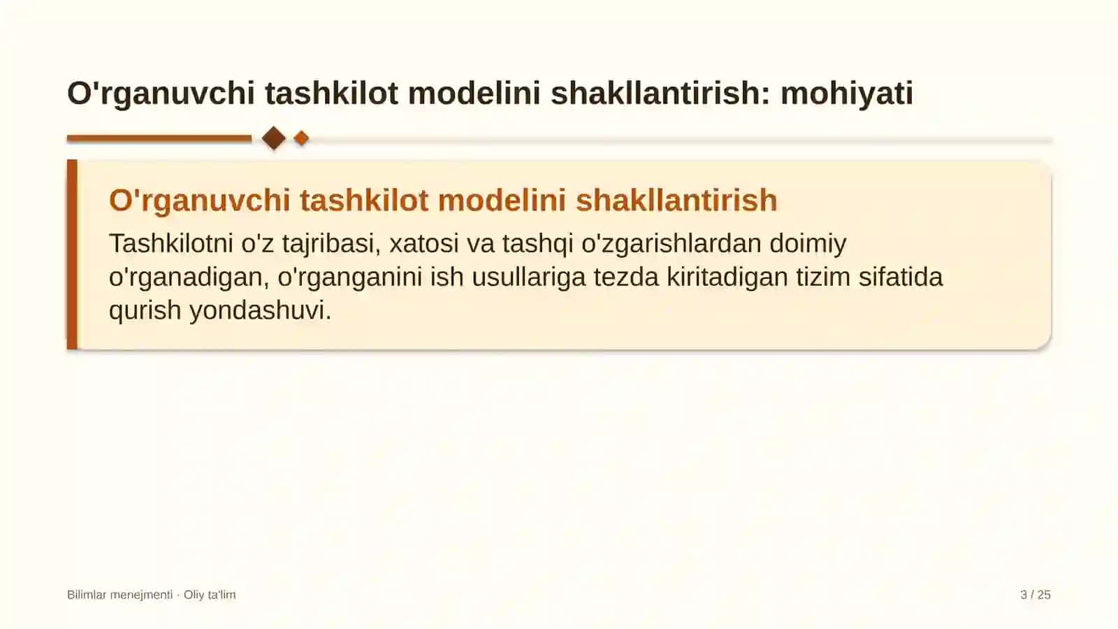 Dublyaj studiyalarida o'rganuvchi tashkilot modelini shakllantirish 3