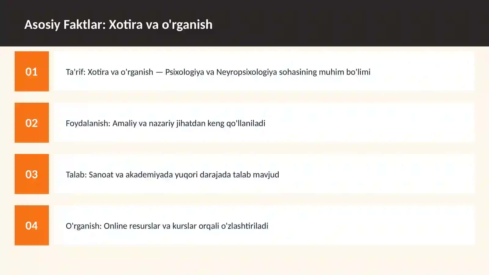 Xotira va o'rganish 3