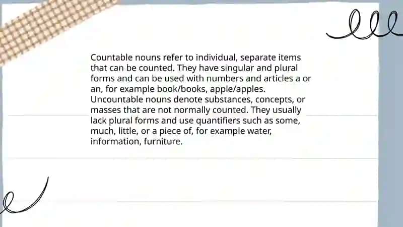 Countable and uncountable nouns 3