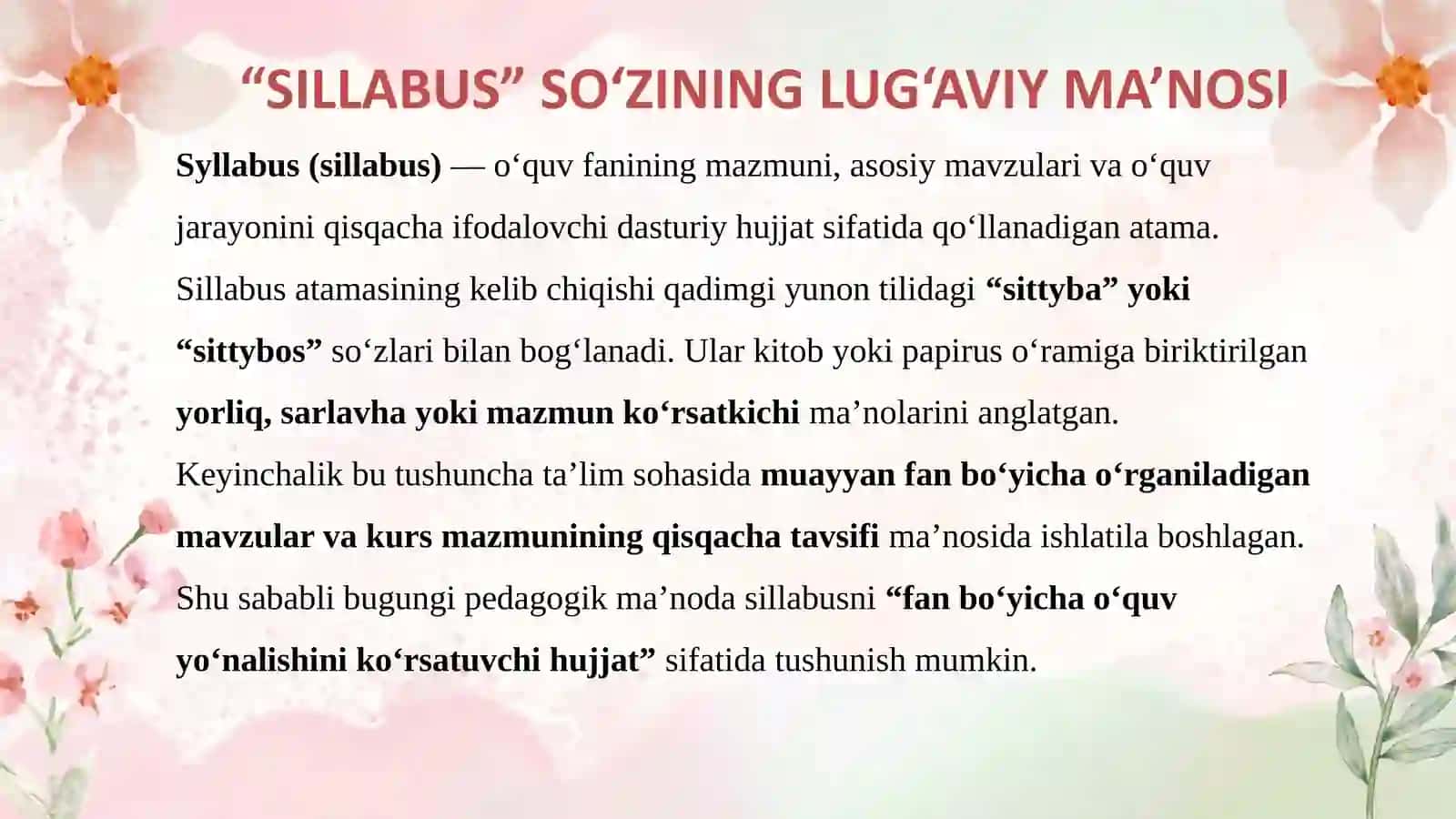 SILLABUS VA FAN DASTURINI ISHLAB CHIQISH AMALIYOTI 3