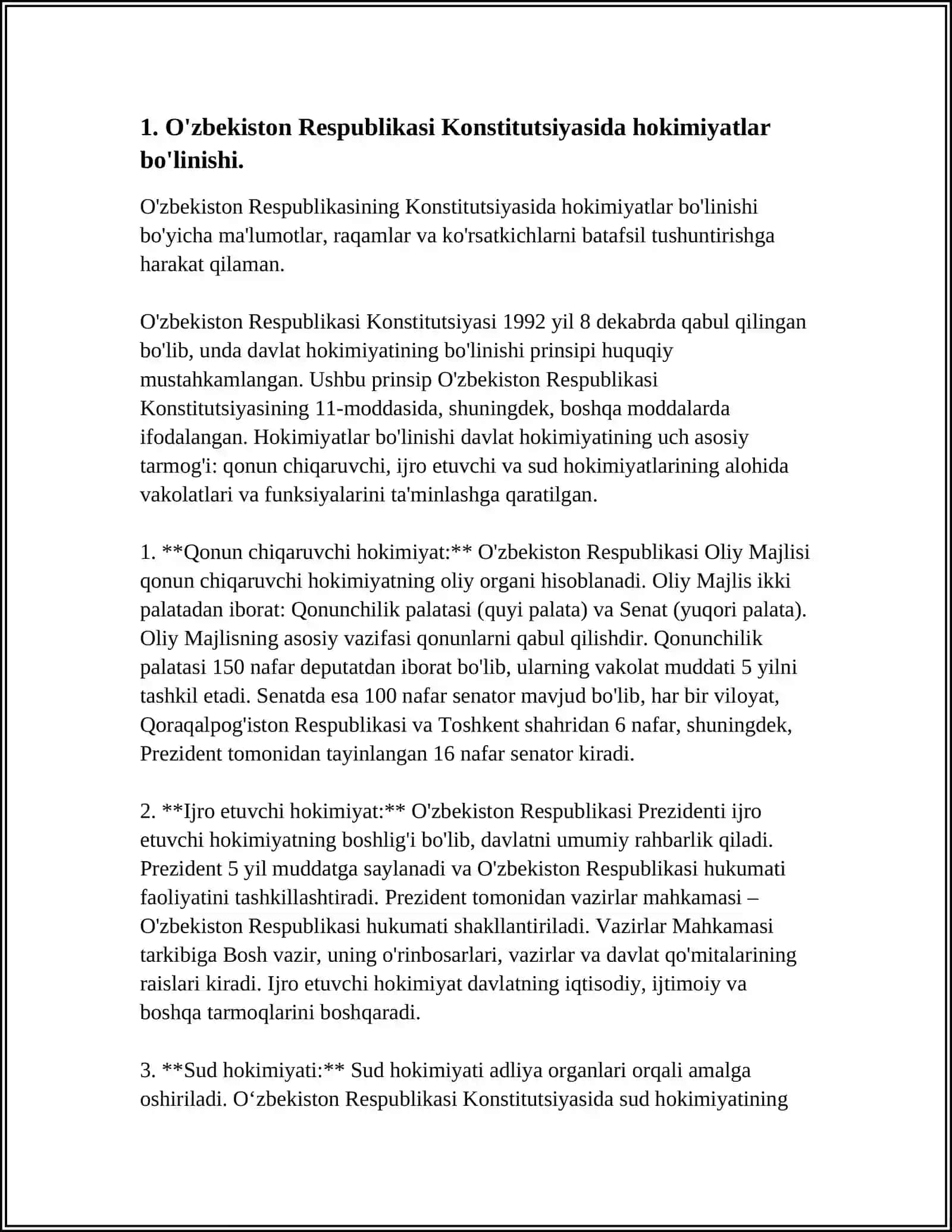 MUSTAQIL O'ZBEKISTONDA HOKIMIYATLAR BO'LINISHI PRINSIPI 3