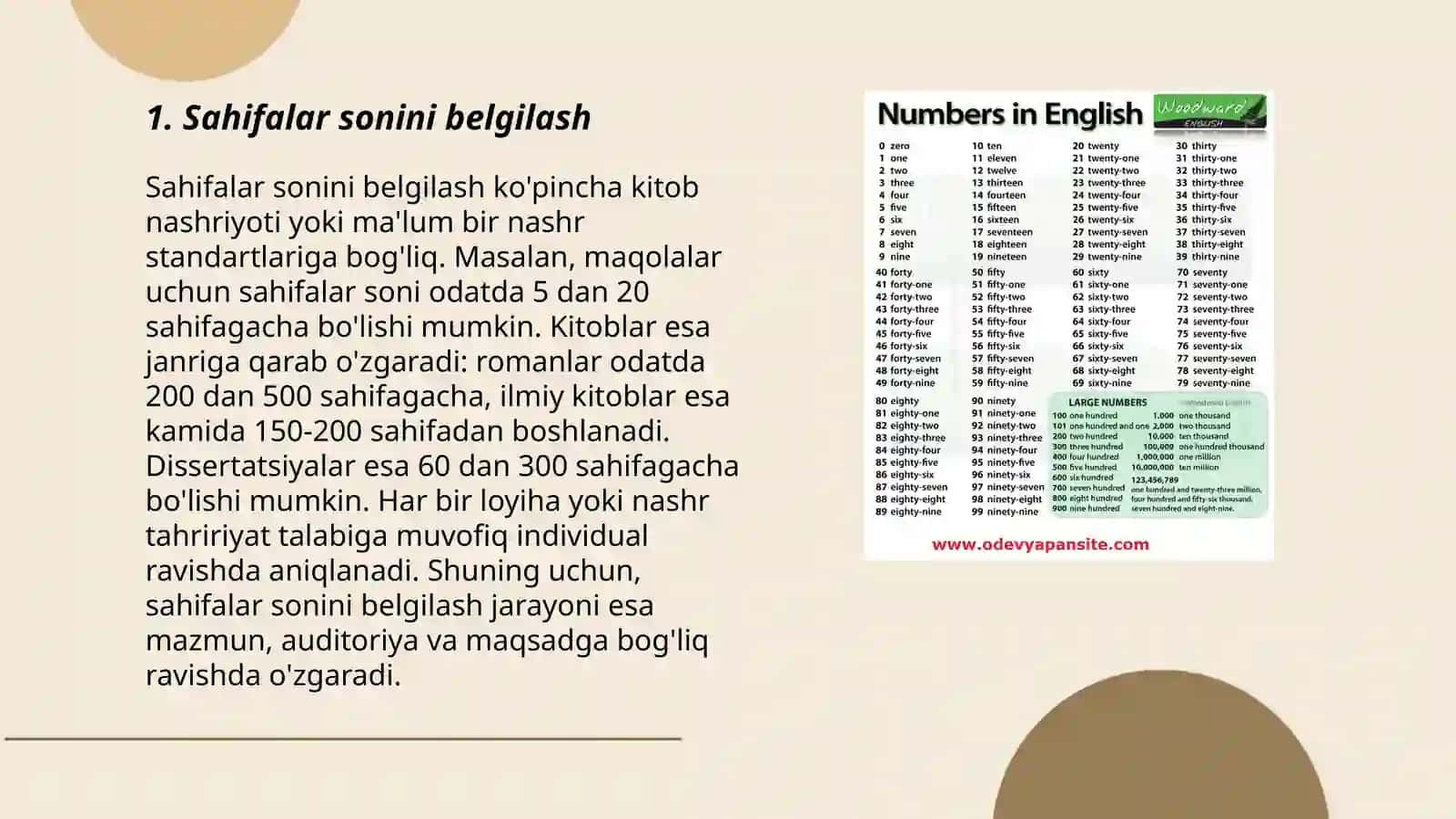 Sahifalar sonini belgilash 3