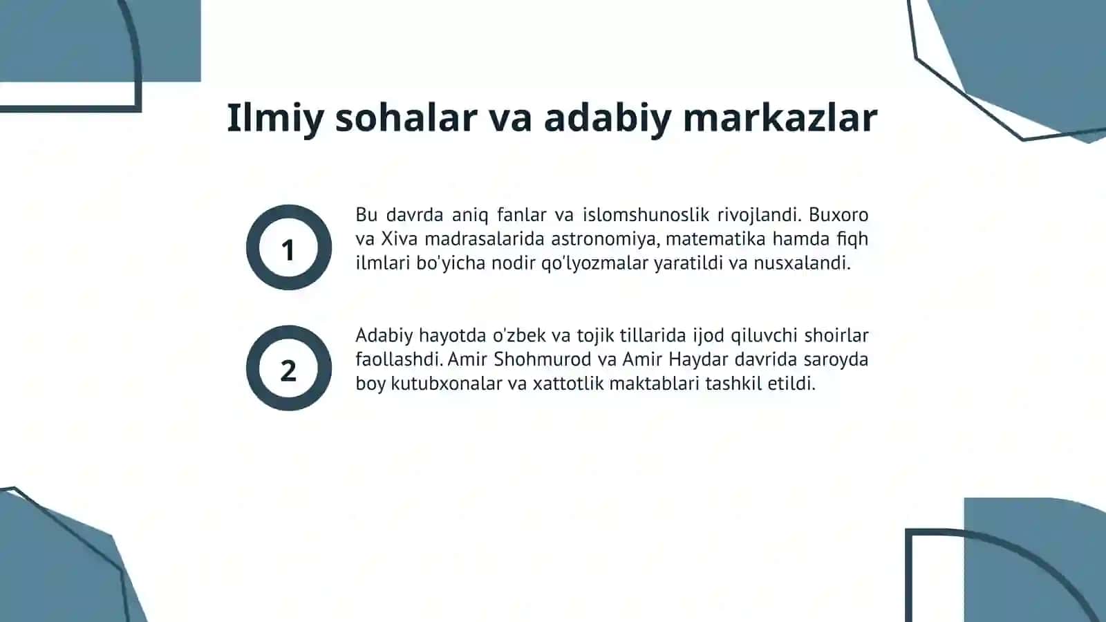 Mang'itlar davrida ilm-fan va madaniyat 3