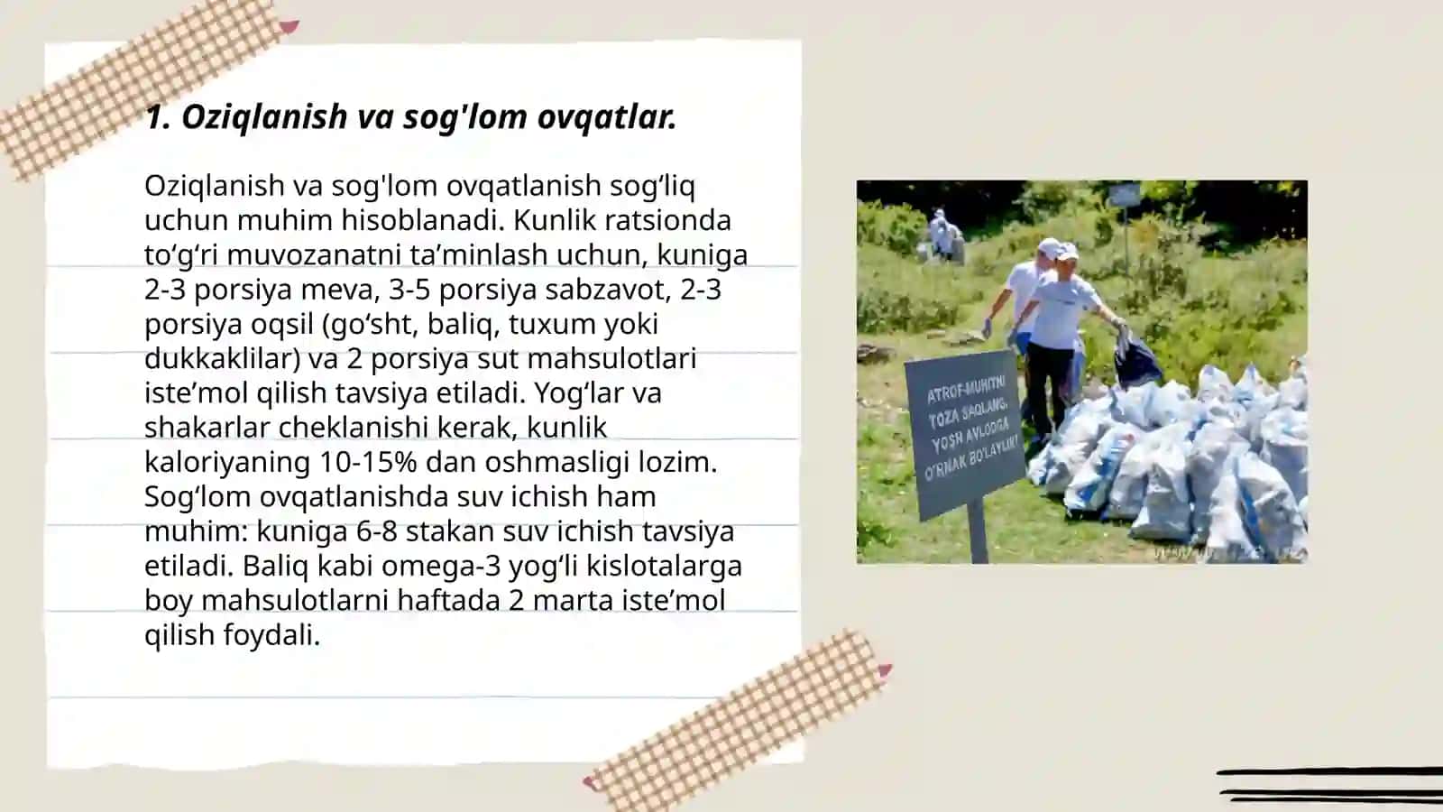Oziqlanish va sog'lom ovqatlar 3
