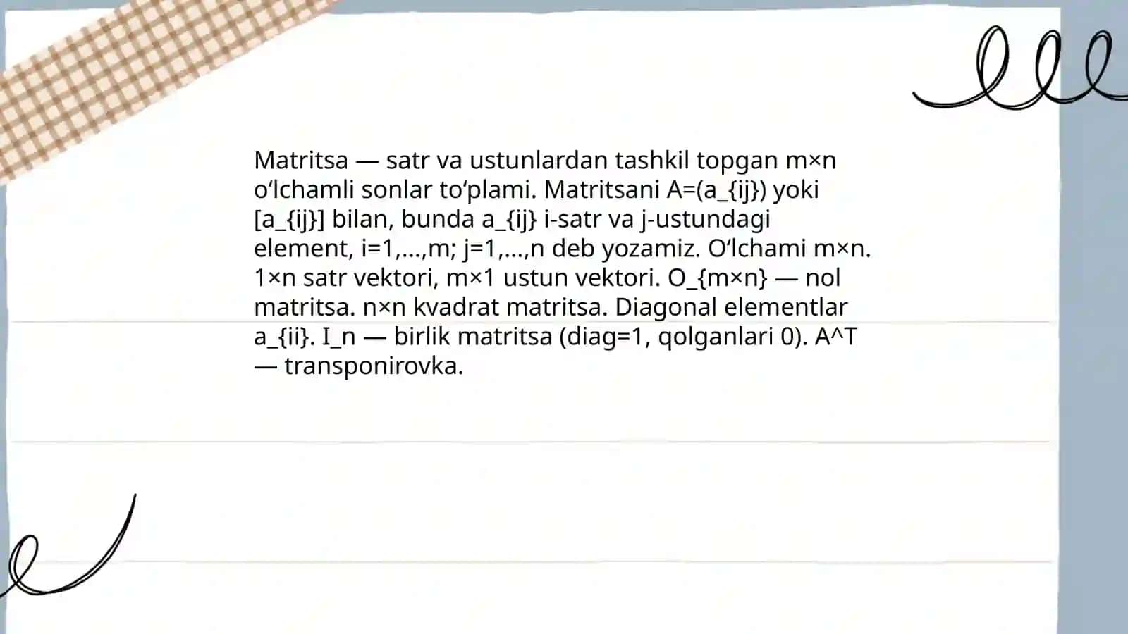 Matritsa haqida tushuncha 3