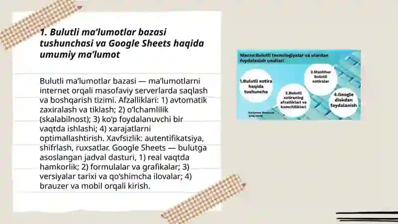 Bulutli ma’lumotlar bazasi va Google Sheets 3