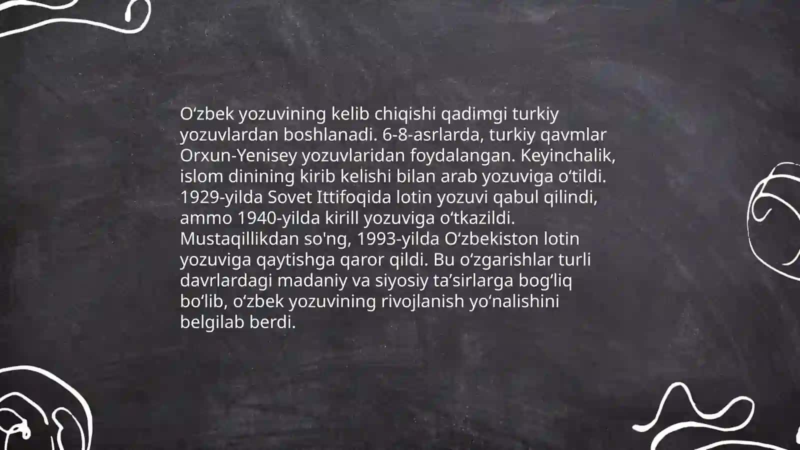 Grafika.O'zbek yozuvlarining tarixi 3