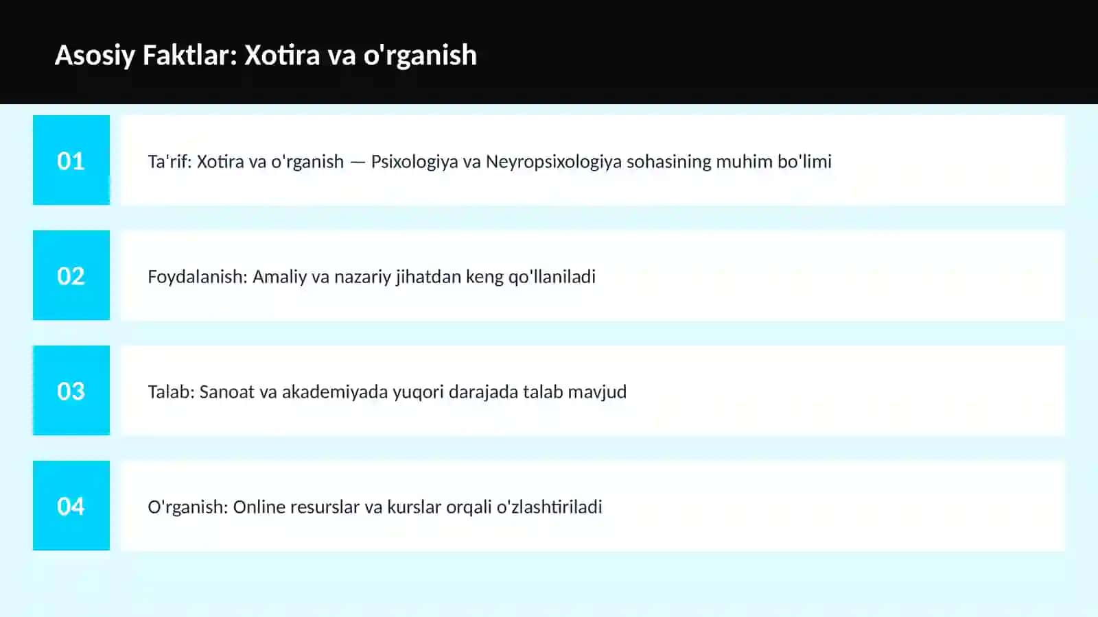 Xotira va o'rganish 3