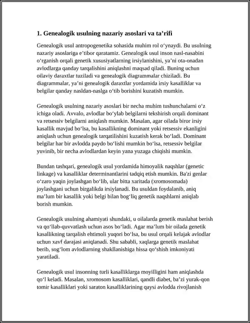 ANTROPOGENETIKA USULLARI: GENEALOGIK USUL 3