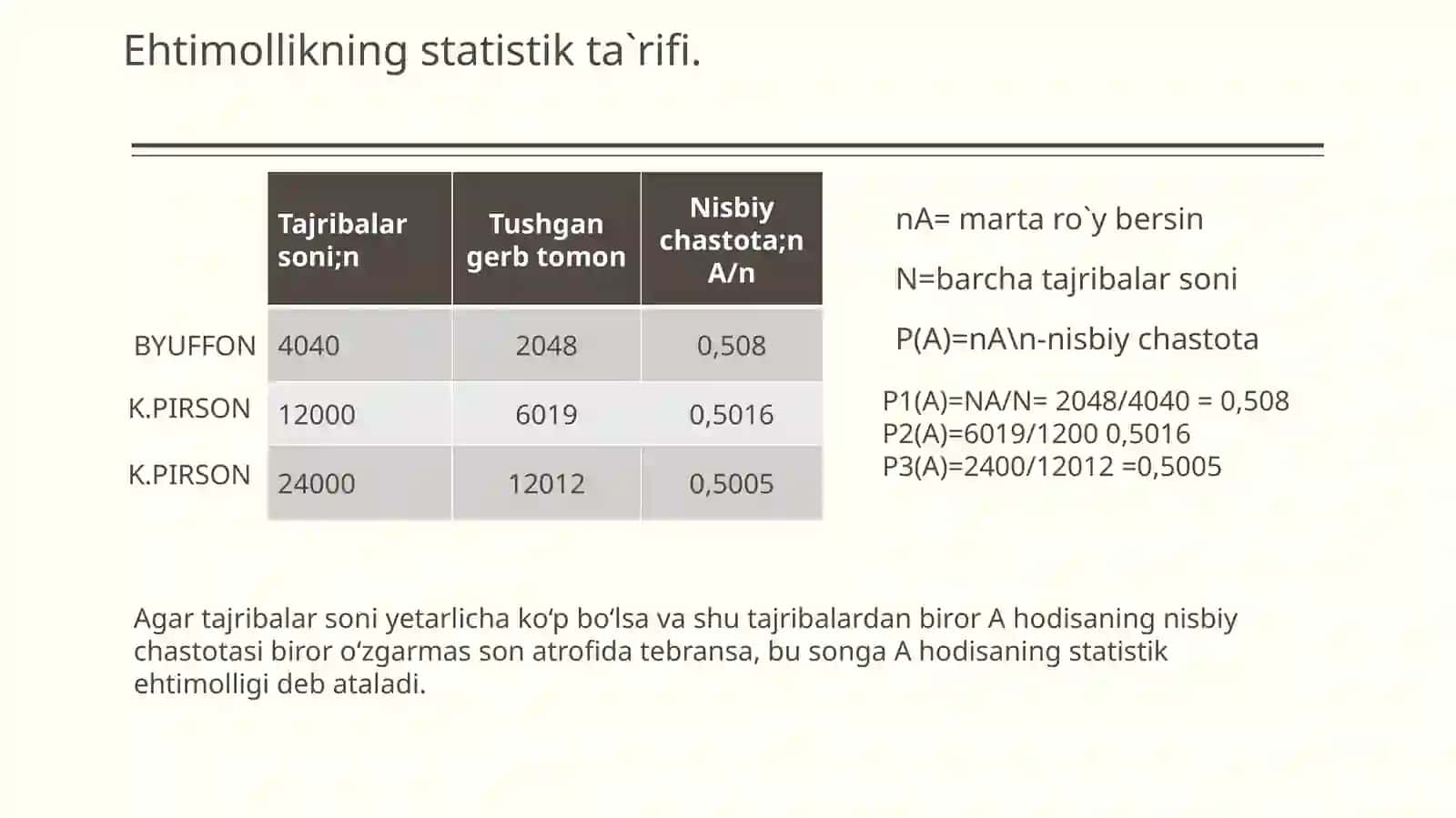 Ehtimollikning ta`riflari 3