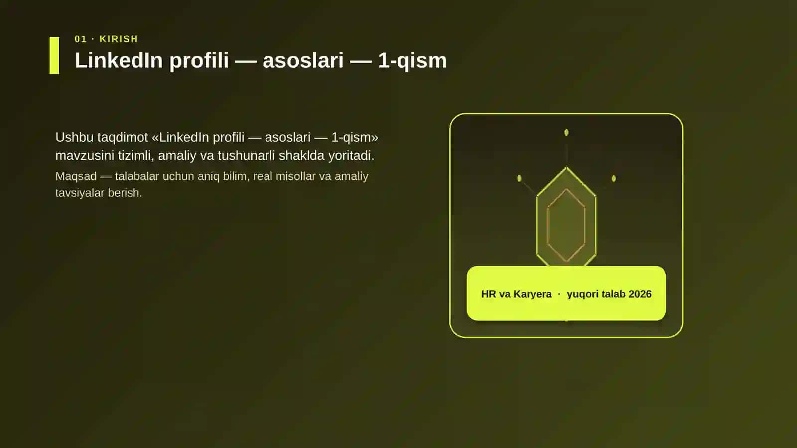 LinkedIn profili — asoslari — 1-qism 3