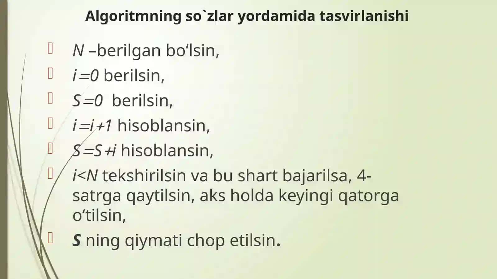 Takrorlanuvchi algoritm 3