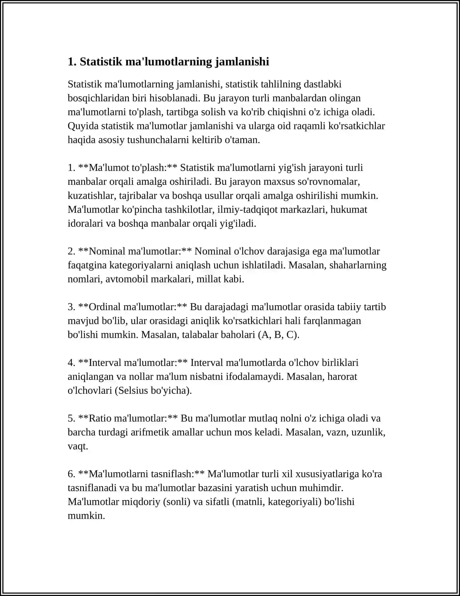 STATISTIK JAMLASH VA GURUHLASH 3