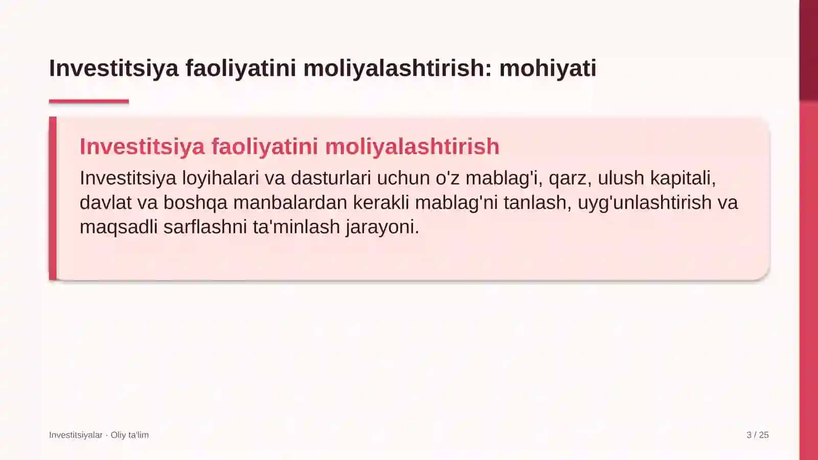 Arxitektura byurolarida investitsiya faoliyatini moliyalashtirish 3