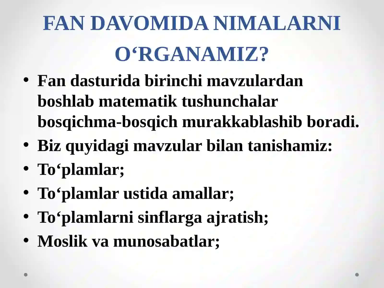 BOSHLANG‘ICH MATEMATIKA KURSI NAZARIYASI 3