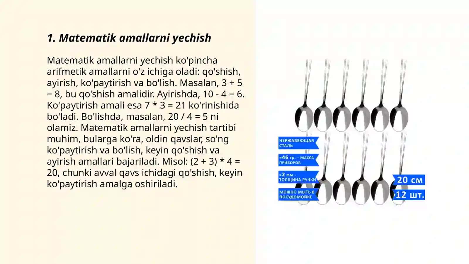 Matematik amallarni yechish 3