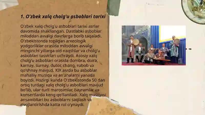 O'zbek va Jaxon cholg'u asboblari tarixi 3