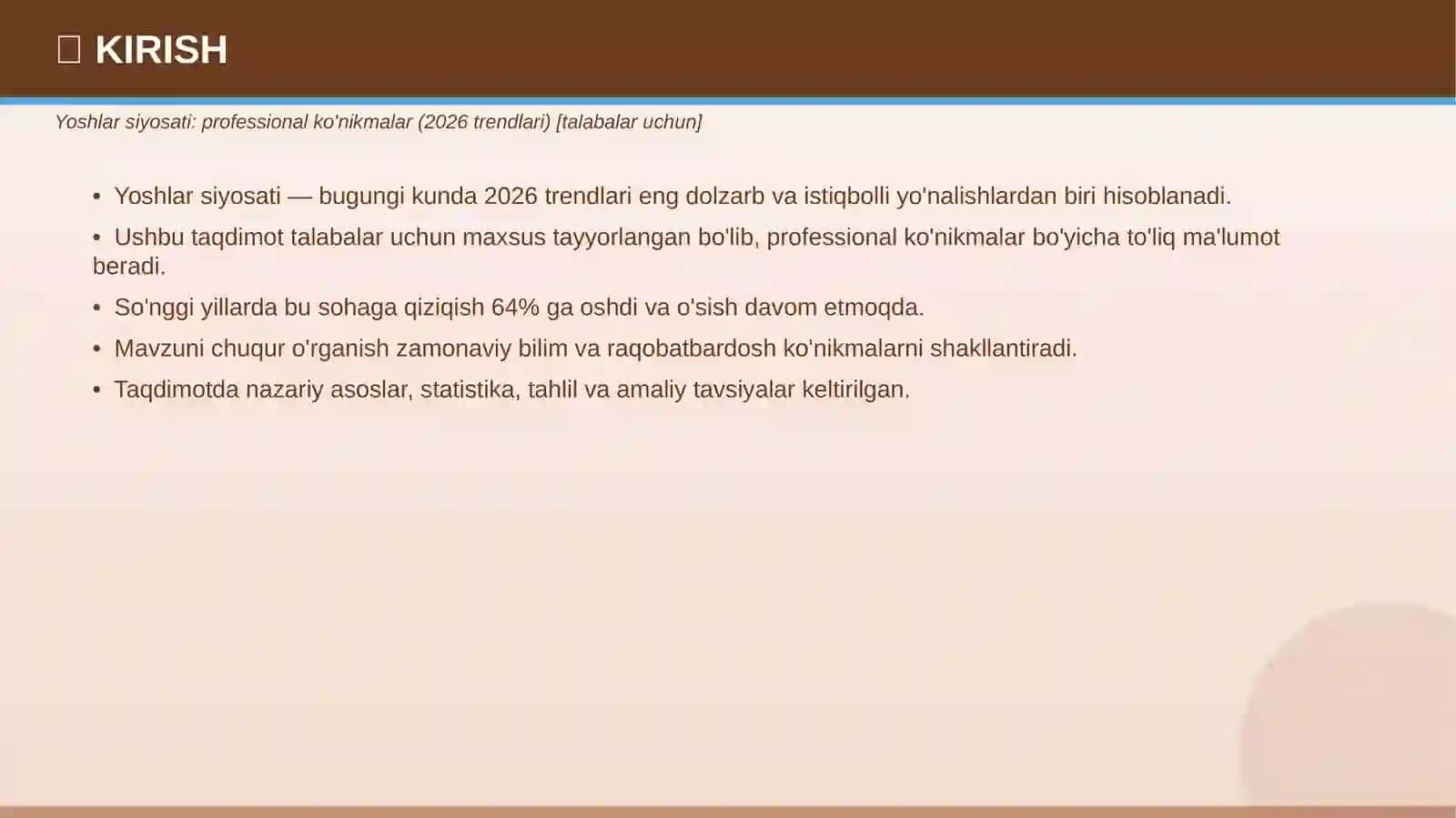Yoshlar siyosati: professional ko'nikmalar (2026 trendlari) 3