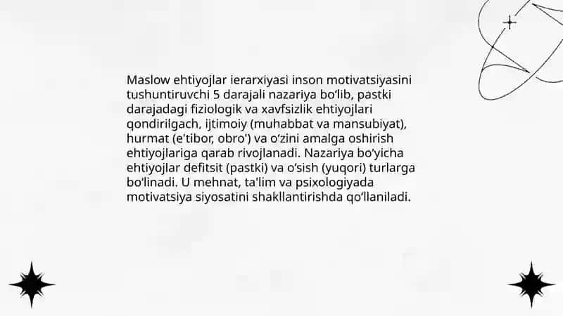 Inson ehtiyojlarining ierarxiyasi 3