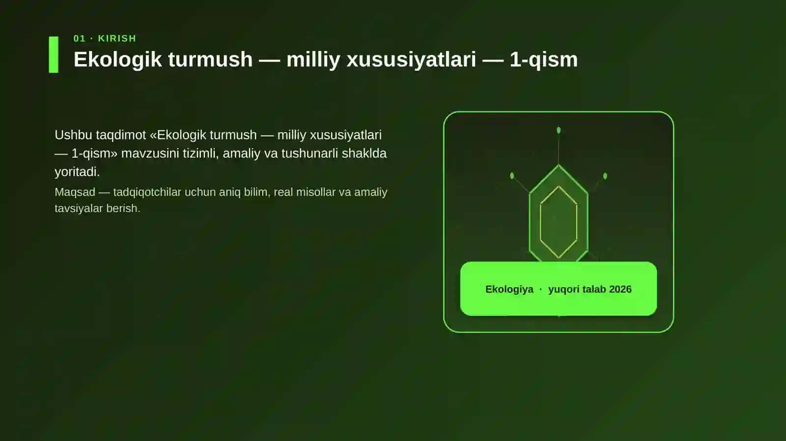 Ekologik turmush — milliy xususiyatlari — 1-qism 3
