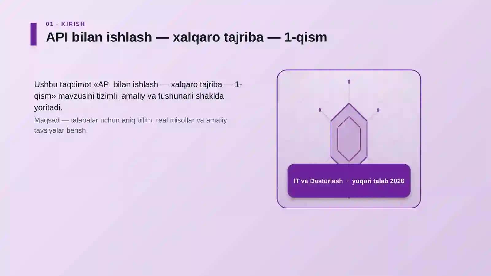 API bilan ishlash — xalqaro tajriba — 1-qism 3