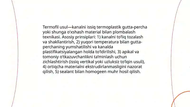 Termofil usulda plombalash 3