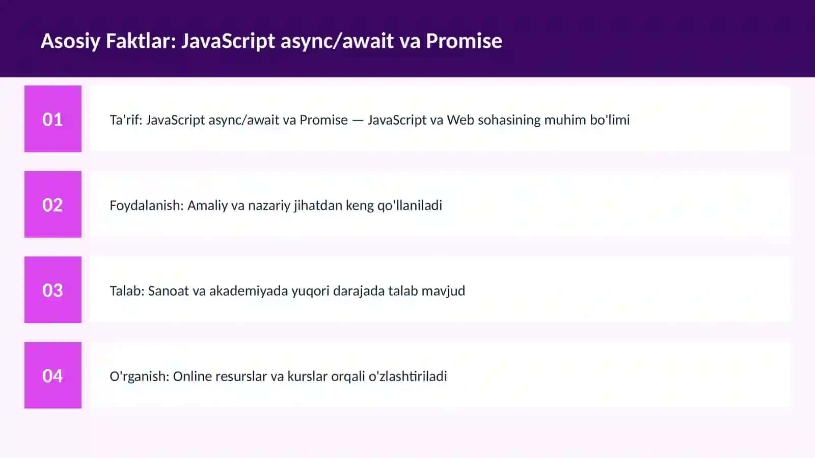 JavaScript async/await va Promise 3