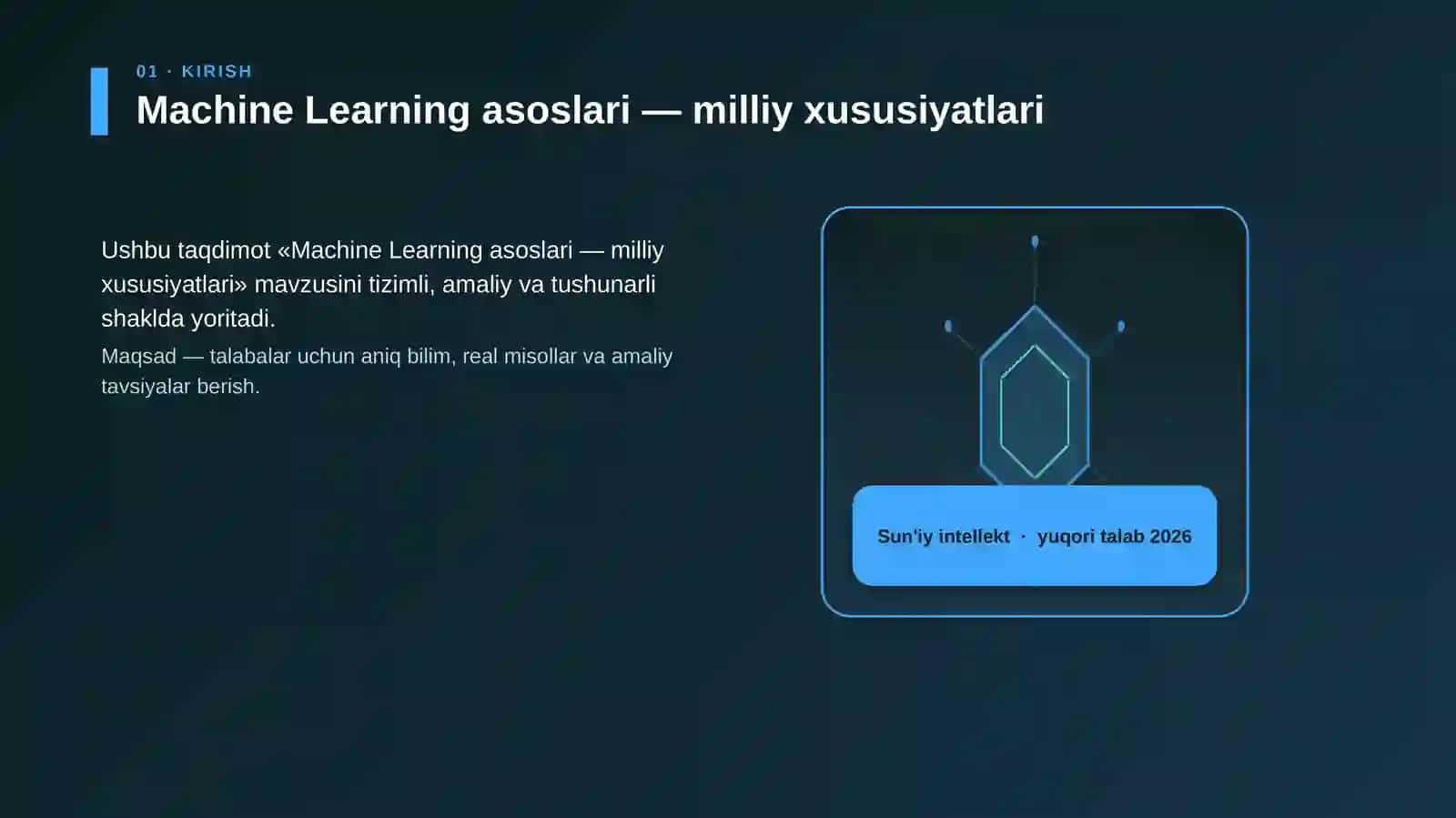 Machine Learning asoslari — milliy xususiyatlari 3