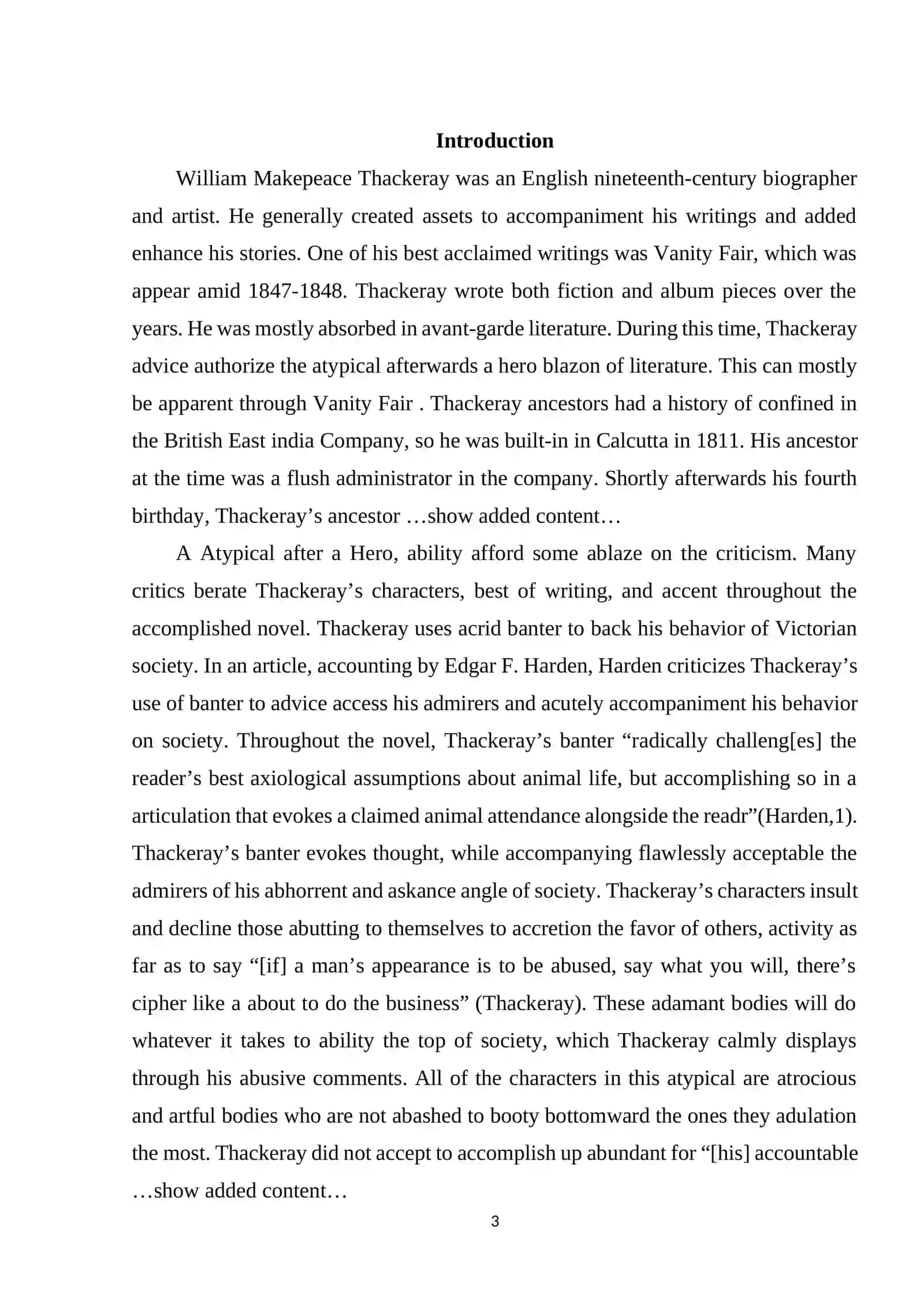 Literary analysis of William Makepeace Thackeray's work "Vanity Fair" 3