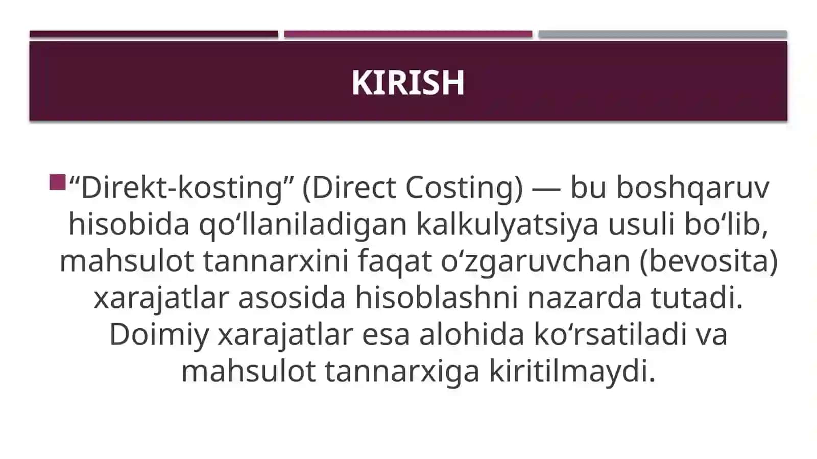 maxsulot ish xizmatlar tannarxini kalkulatsiya qilish 3