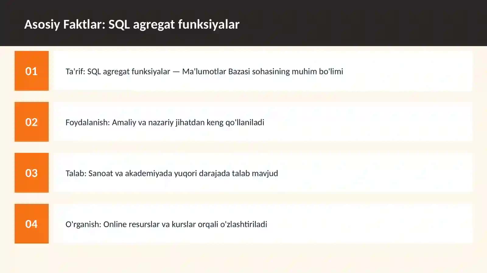 SQL agregat funksiyalar 3
