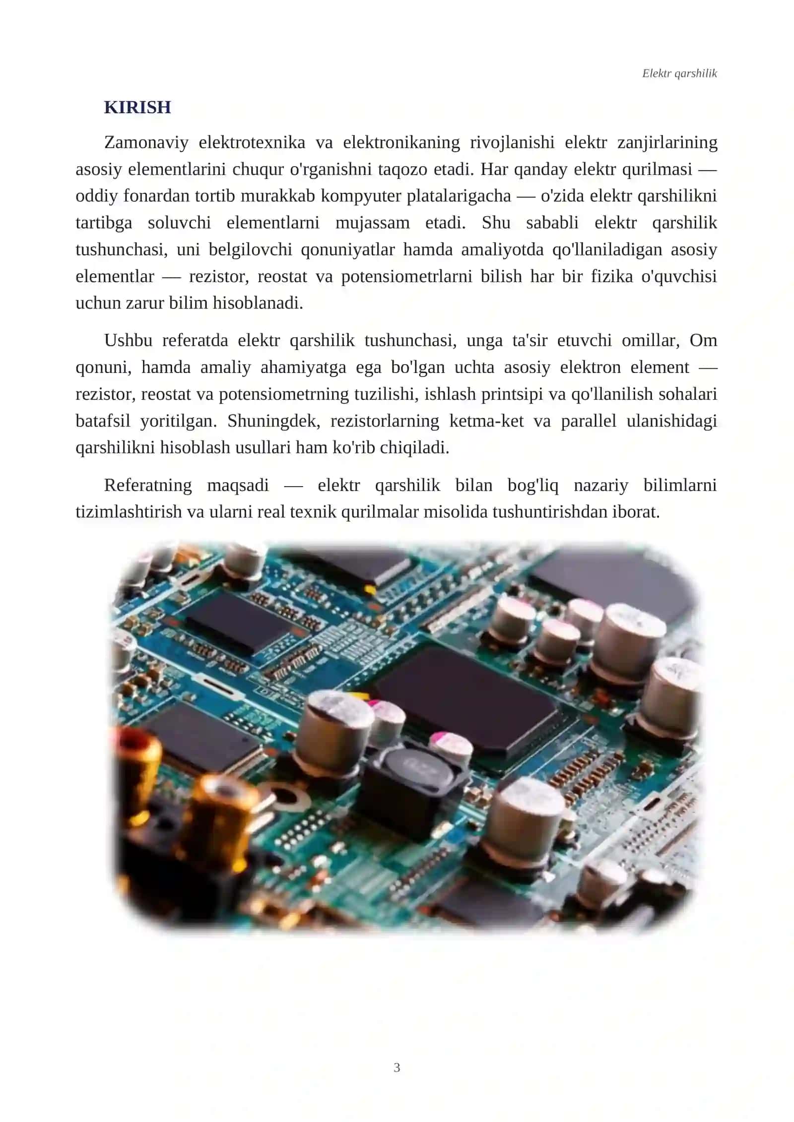 ELEKTR QARSHILIK. REOSTAT. REZISTOR. POTENSIOMETR 3