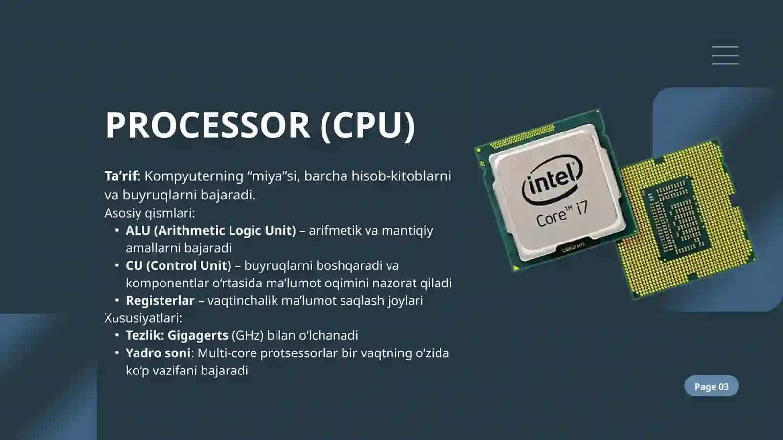 KOMPYUTER ARXITEKTURASI: PROCESSOR, RAM, ROM, HDD, SSD 3