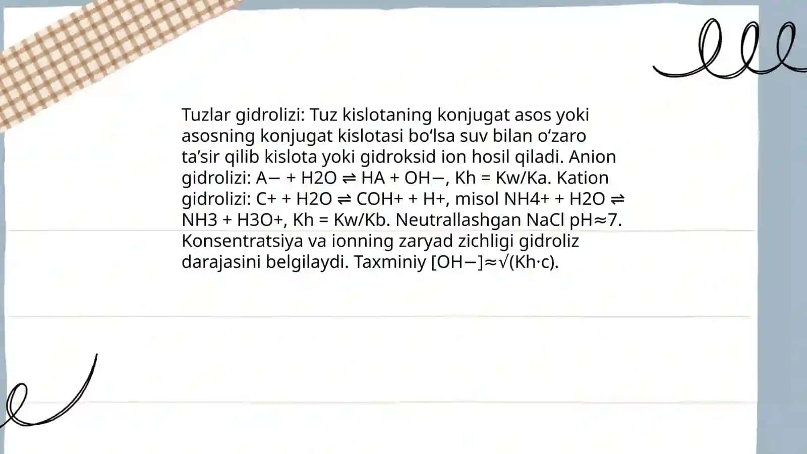 Tuzlar gidrolizi 3