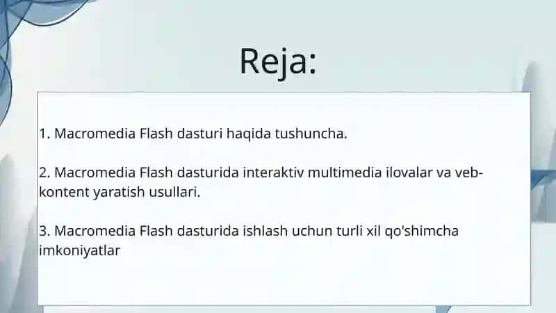 Macromedia Flash dasturi 3