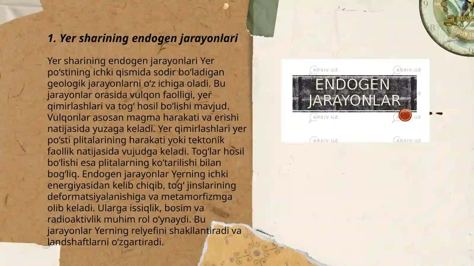 Yer postida ekzogen va endogen jarayonlar 3