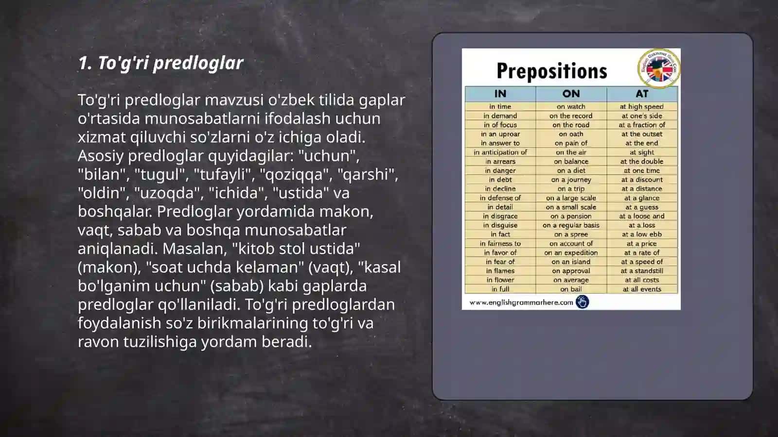 To'g'ri predloglar 3