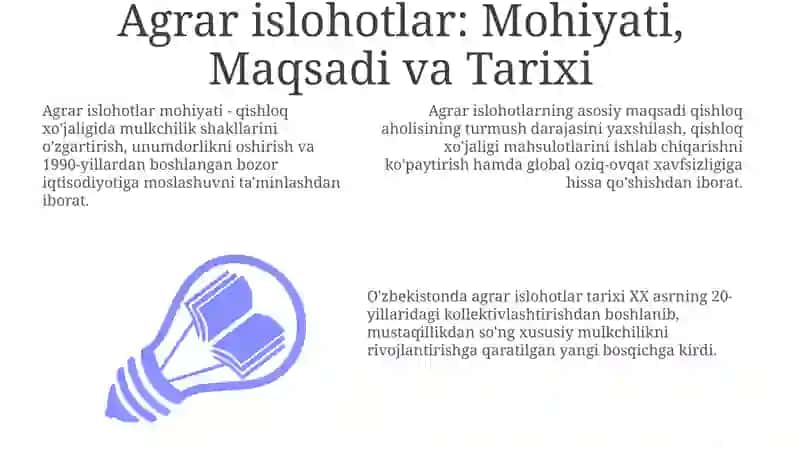 Agrar islohotlar va qishloq xoʻjaligidagi oʻzgarishlar 3