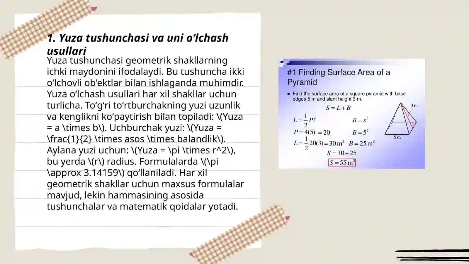 Yuza va uni oʻlchash 3