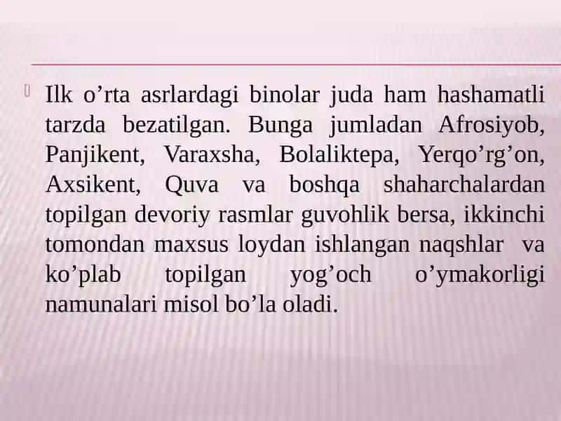 O'zbekistonning ilk o'rta asrlar me'morchiligi 3