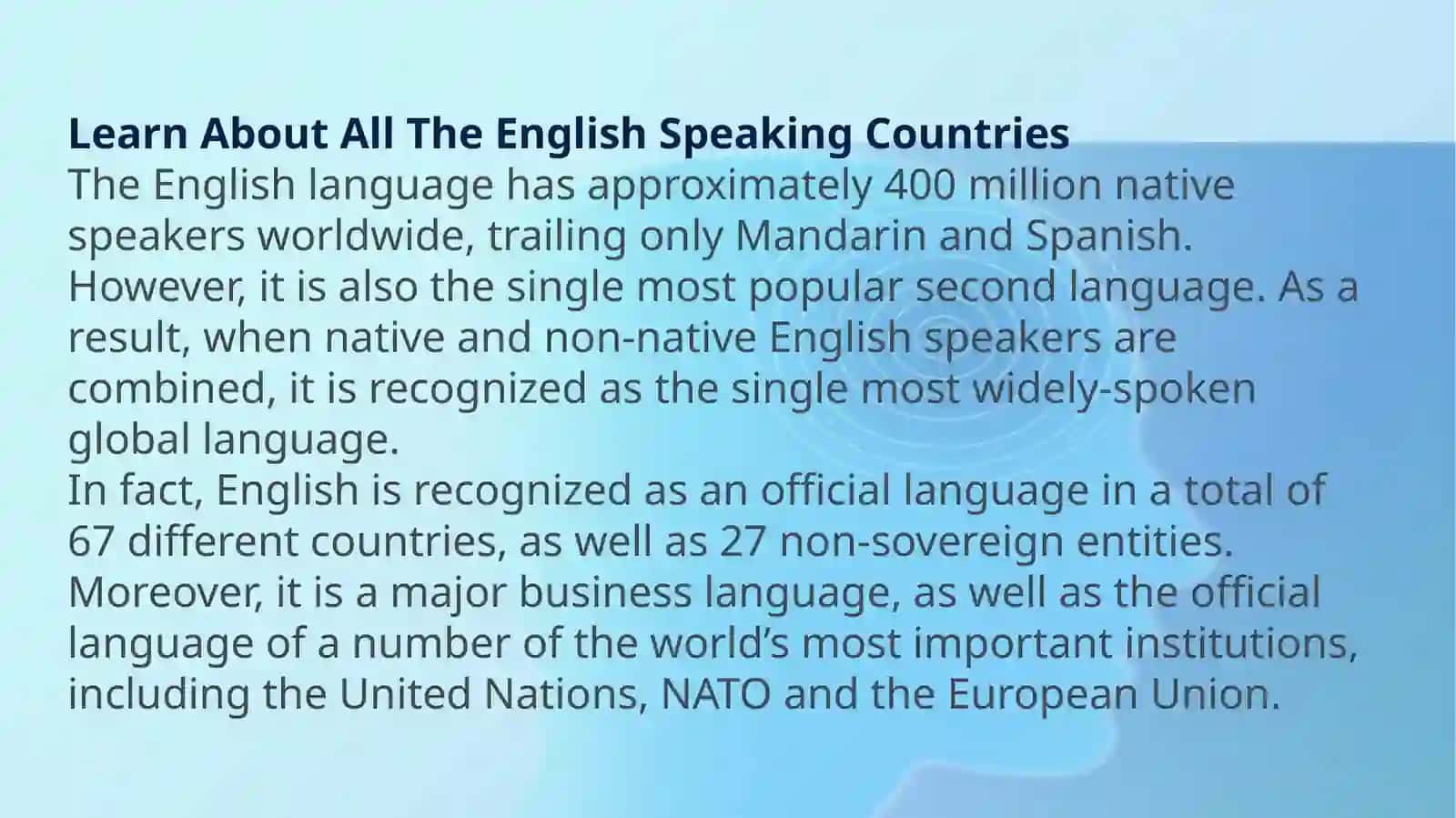 ENGLISH SPEAKING COUNTRIES 3