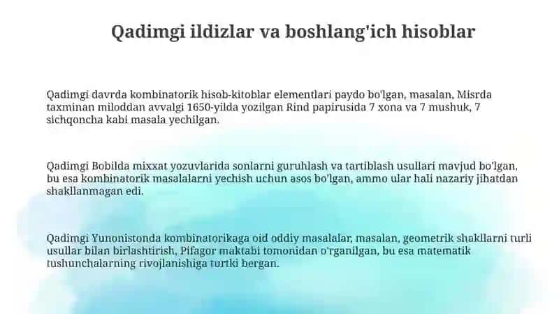 Kombinatorika fanining tarixi 3