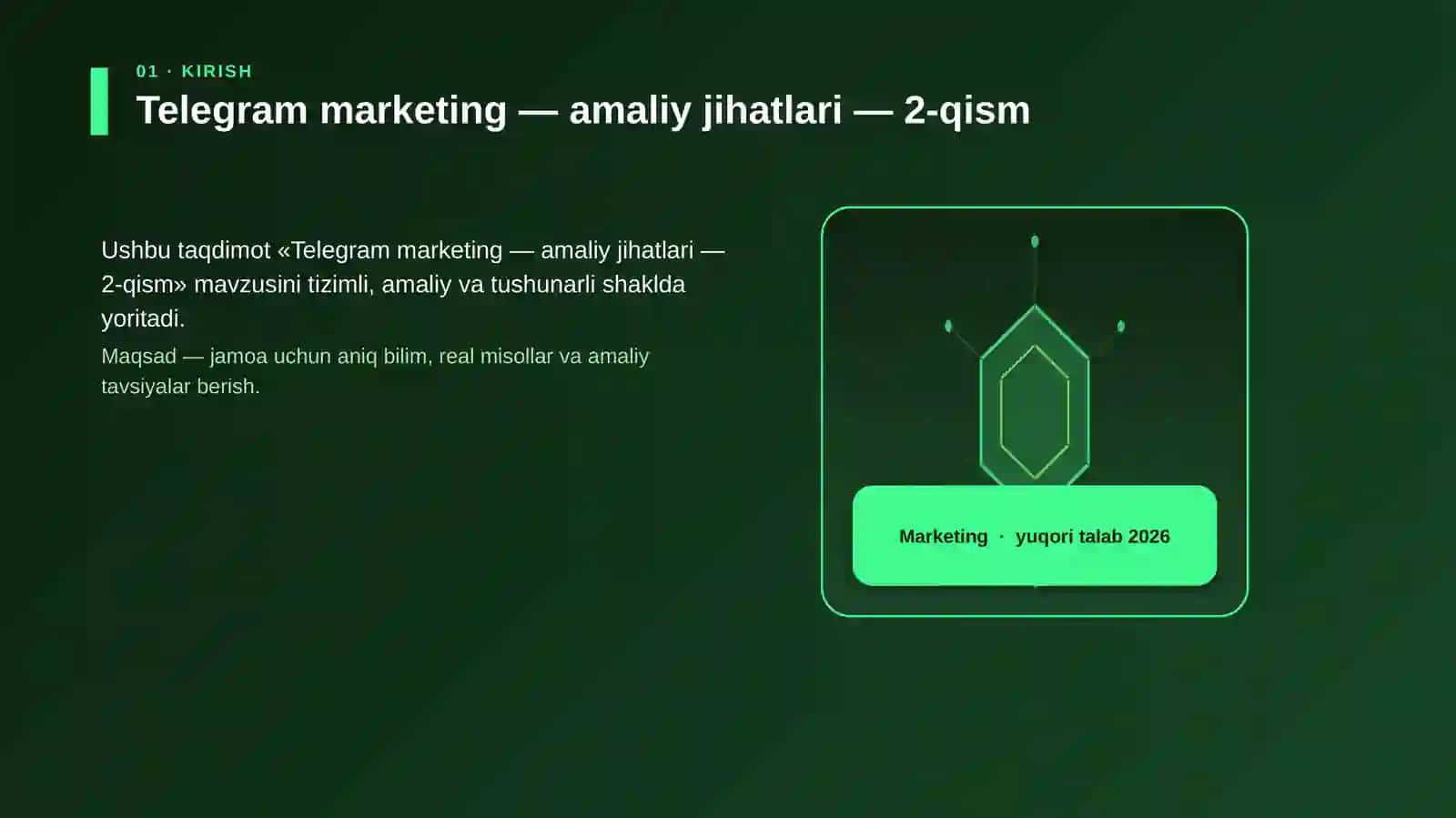 Telegram marketing — amaliy jihatlari — 2-qism 3