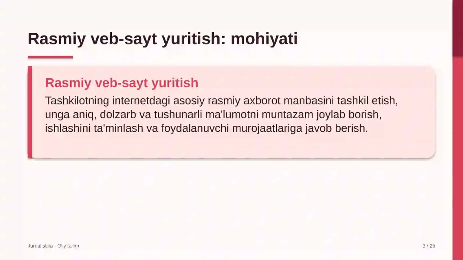 Videoprodakshn studiyalarida rasmiy veb-sayt yuritish 3