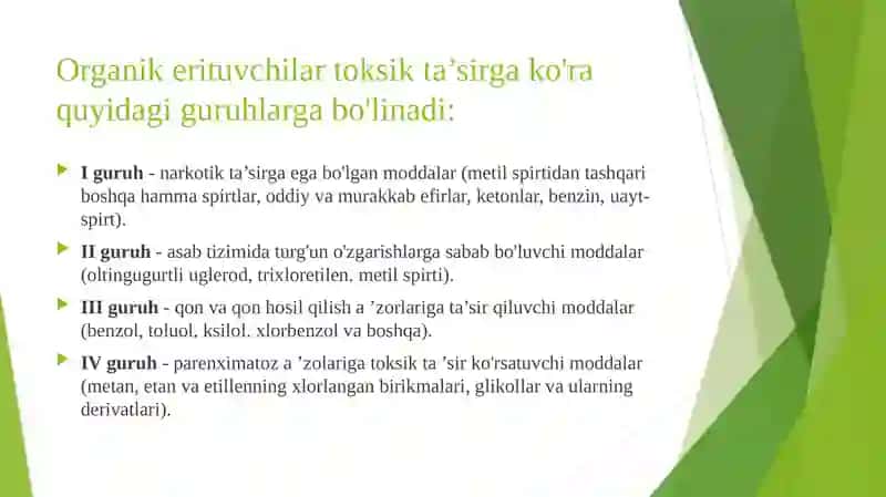 Organik Eritivchilardan Zaharlanish 3