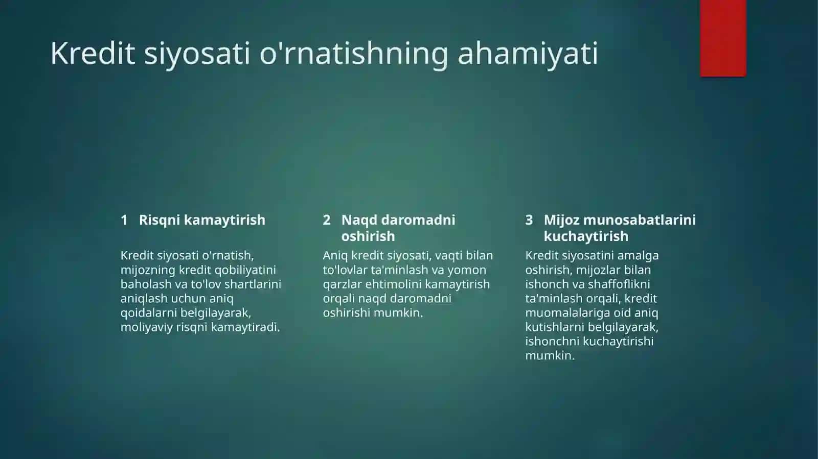 Moliyaviy kredit siyosati ta'limoti 3